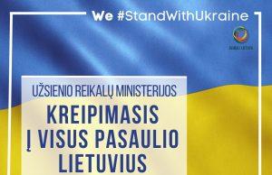 Lietuvos Respublikos užsienio reikalų ministerijos kreipimasis į visus pasaulio lietuvius