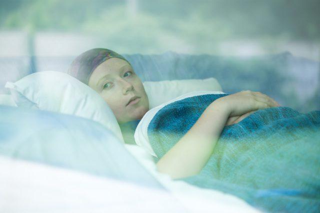 Young woman suffering from cancer