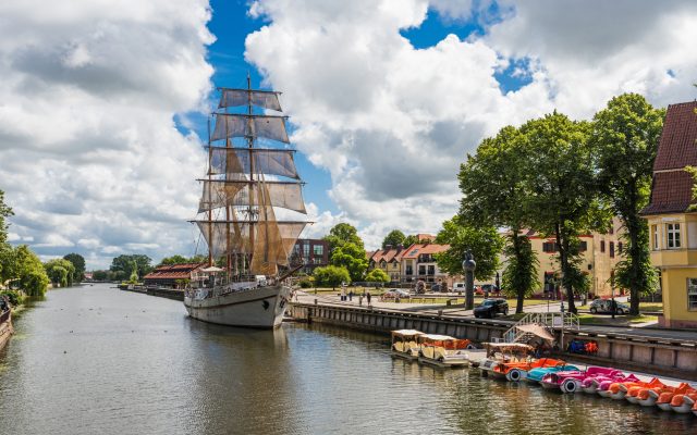 Klaip?da,,Ship,Restaurant,On,The,Danes,River;,Lithuania