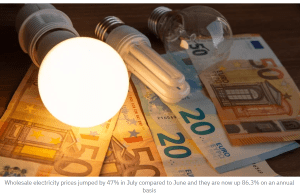 Didmeninės elektros energijos kainos per metus pakilo 86 proc.