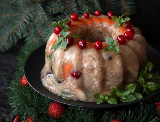 Homemade,Delicious,Jelly,Meat,On,The,Festive,Christmas,Table.,Perfect