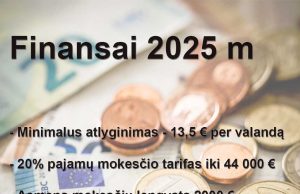Nuo 2025 m. sausio 1 d. minimali alga bus – 13,50 Eur, atsiranda nedidelės mokesčių lengvatos